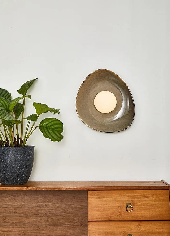 Bronze Asymmetrical Disc Sconce | Wabi Sabi Accent Wall Light