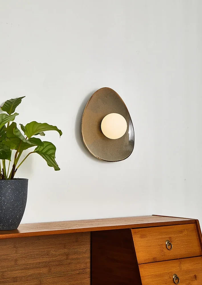 Bronze Asymmetrical Disc Sconce | Wabi Sabi Accent Wall Light