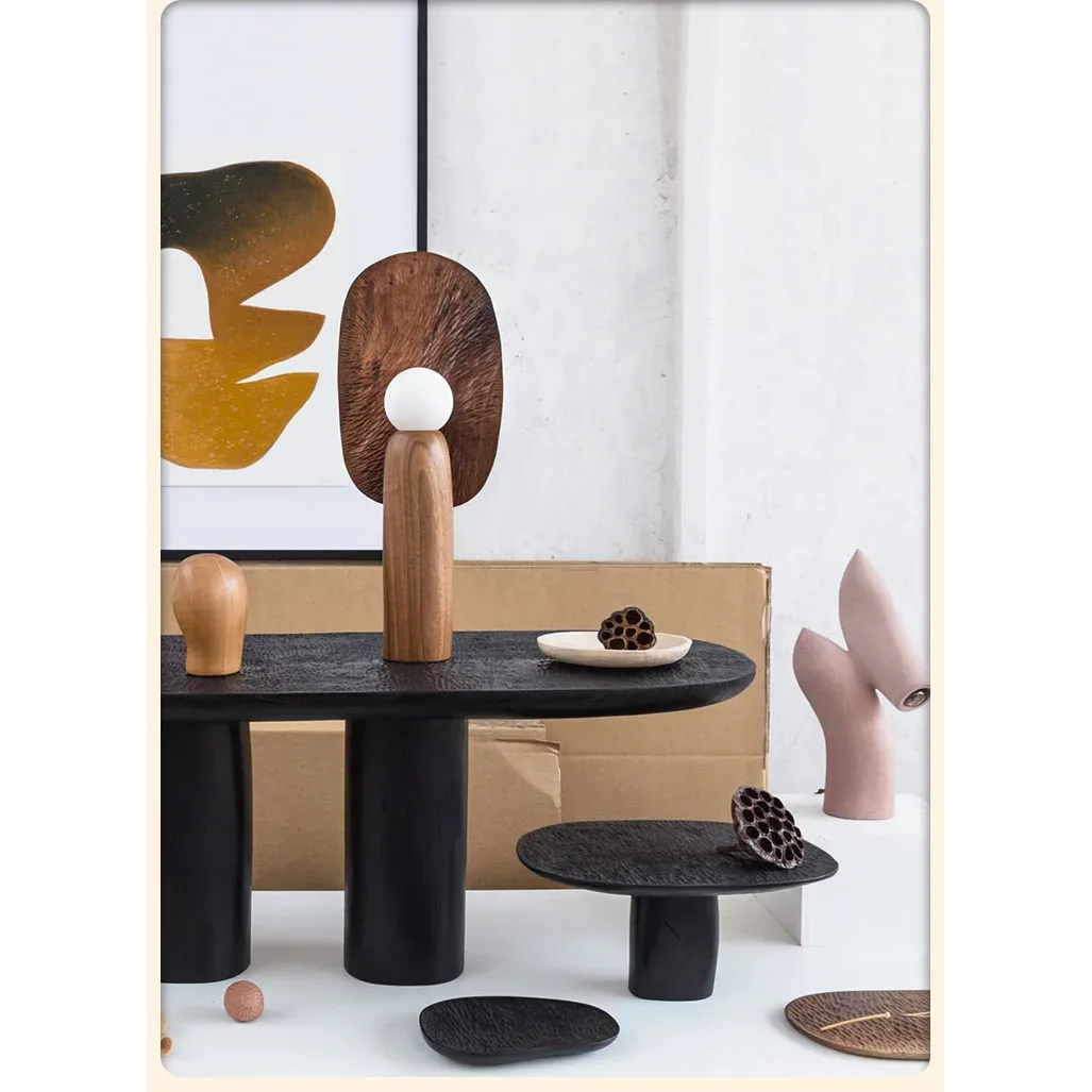 Modern Sculptural Wooden Table Lamps – Minimalist Accent Lighting Art Deco Design for Living Rooms & Bedrooms