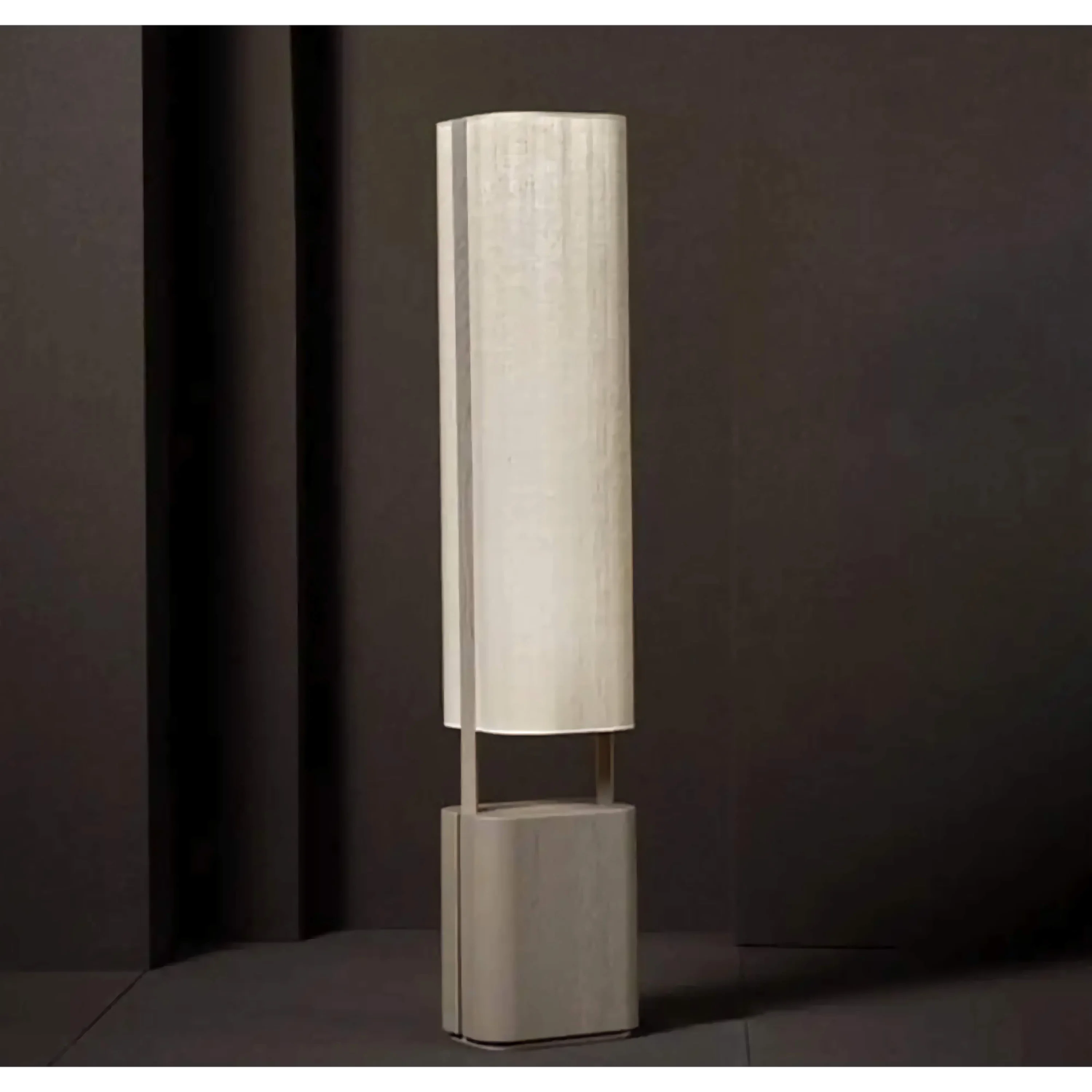 Monolithic Floor Lamp with Linen Shade | Sculptural Ambient Lighting