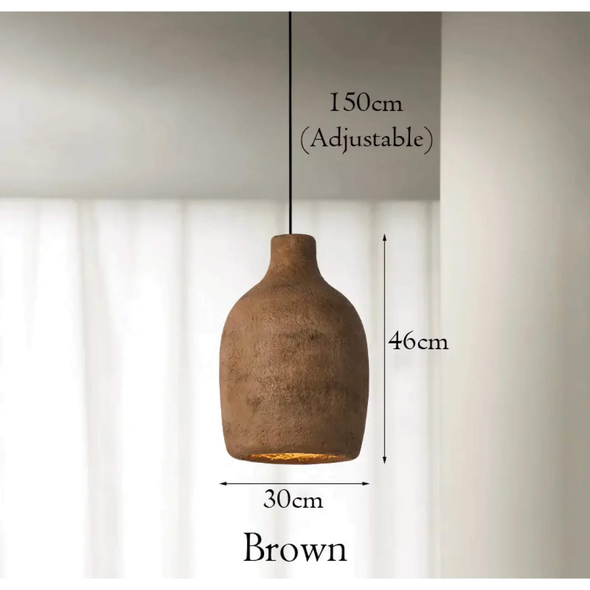 Resin Pendant Light for Dining Table or Bedroom | Wabi-sabi Earth Tone Shade in Brown Gray 11.8 Inch Casalola Lights