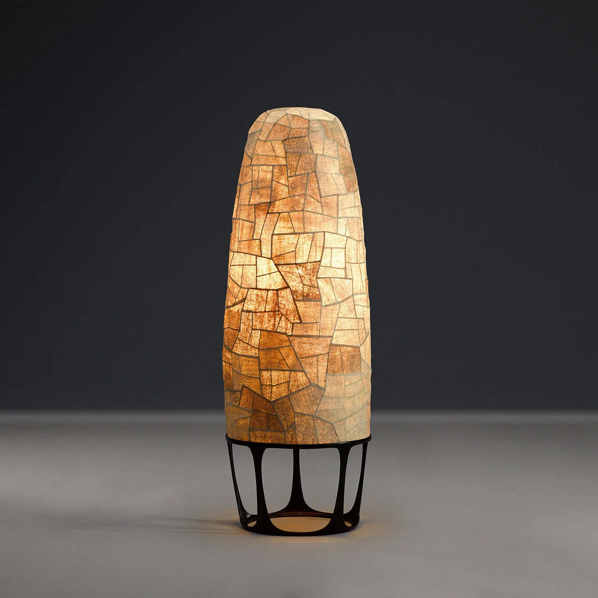 Living Room Capiz Shell Mosaic Tower Floor Lamp – Rustic Boho Statement Lighting with Warm Inviting Amber Glow