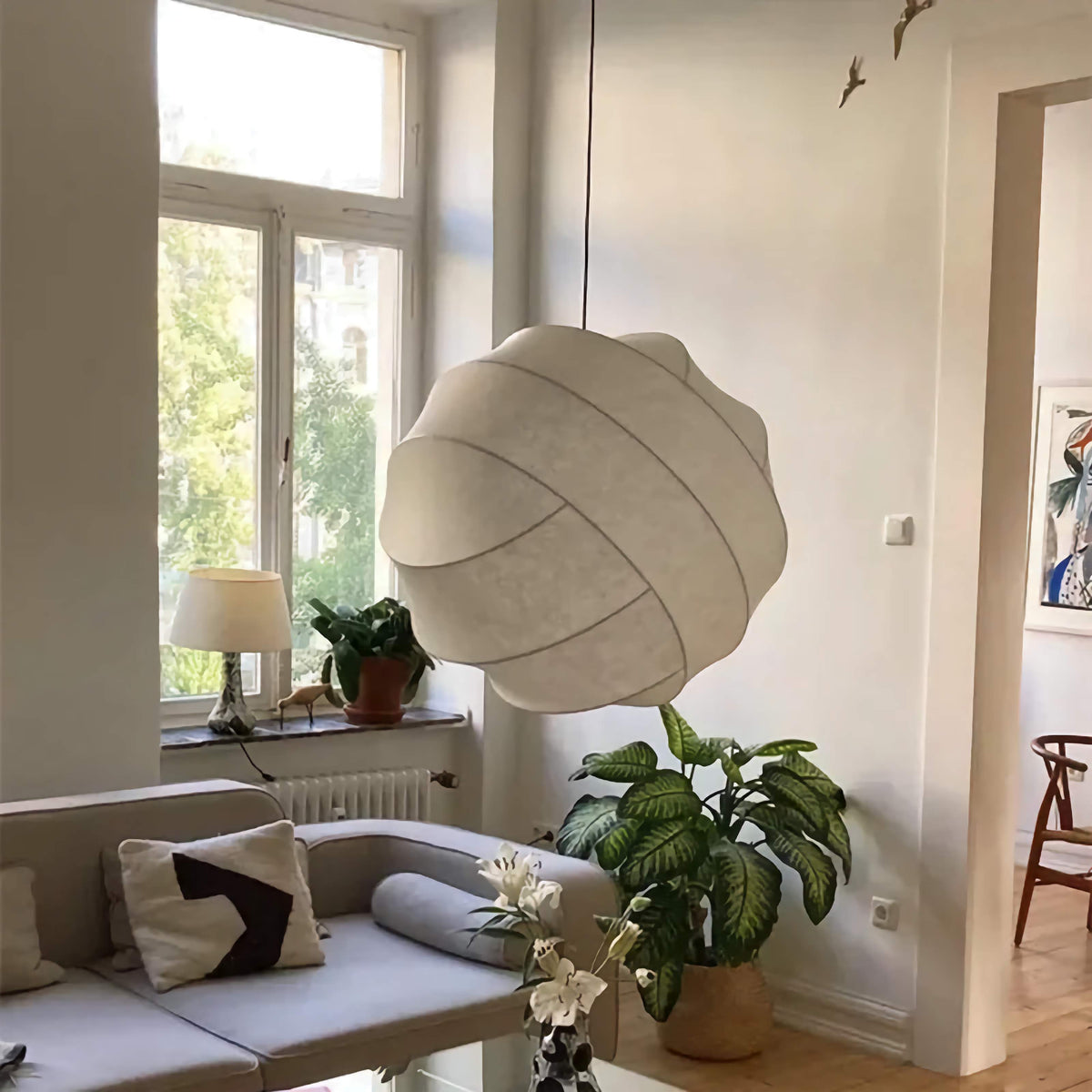 Silk Pendant Chandelier 30-70cm | Wabi-sabi Japandi Hanging Lamp Soft Diffused Light Dining & Bedroom Casalolalights