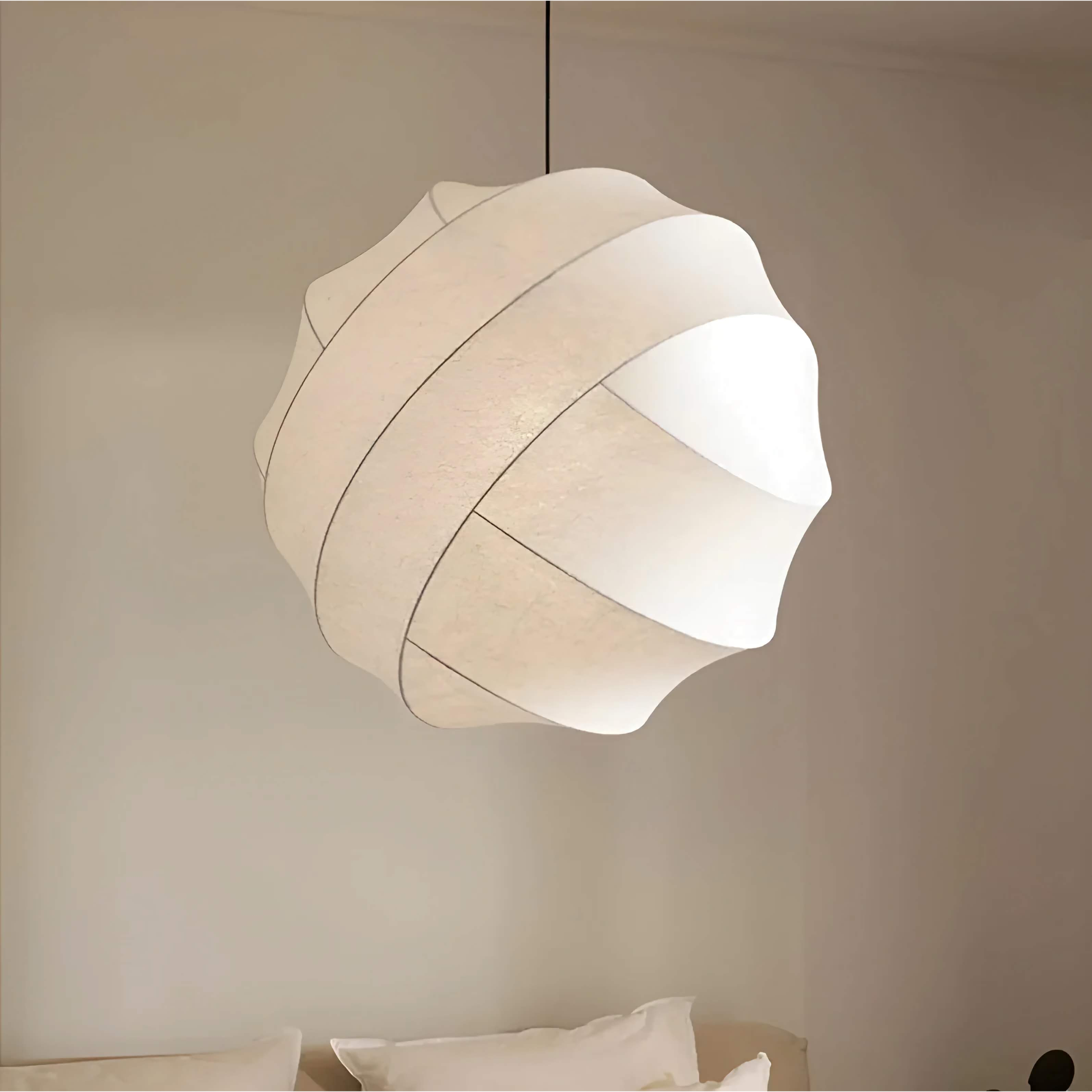 White Pendant Lamps | Silk Wabi-sabi Chandeliers | Japandi for Living Room Bedroom Restaurants
