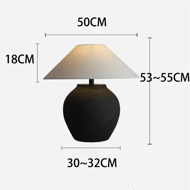 Wabi Sabi Table Lamps Hislin Series | Black and White Available | Ceramic Lamp Minimalist Tones