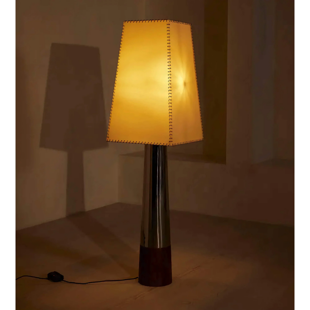 Chrome Floor Lamp Fabric Shade | Sofa-side Ambient Light 2-light Mid Century Modern 160cm Tall Casalola Lights Luxury