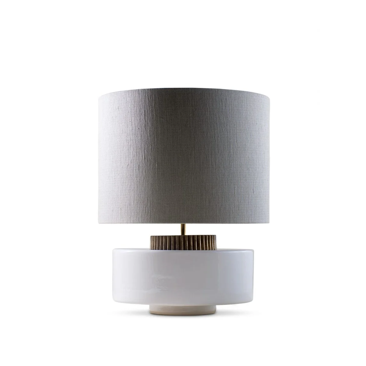 White Ceramic Table Lamp | Sculptural Designer Lighting with Brass