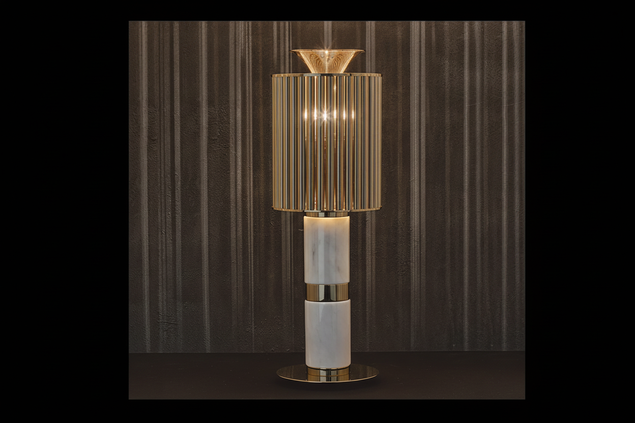 WHITE MARBLE & BRASS TABLE LAMP | CLKQQ0S25W