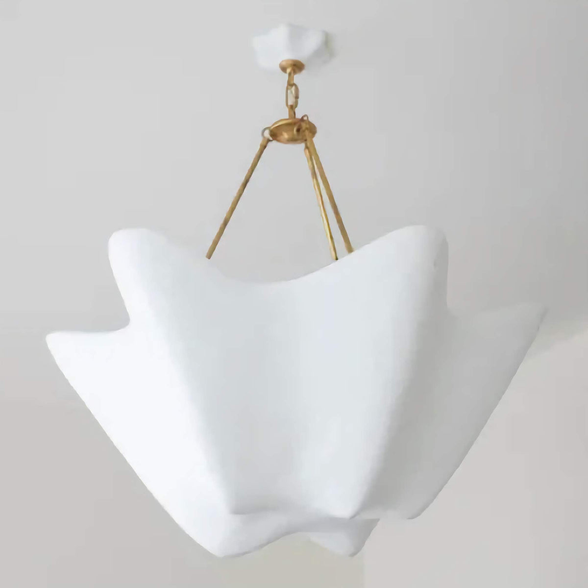 White Plaster Wave Pendant | Hand-cast Real with Brass Chain 73cm Modern Dining Room Casalolalights Luxury Lamps