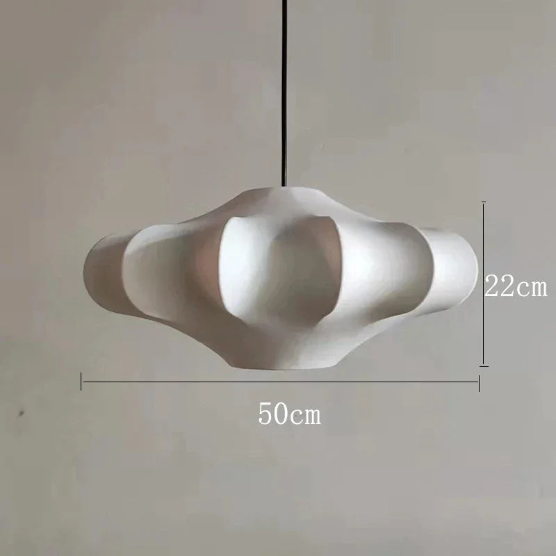 White Silk Pendant Light | Minimalist Japandi Hanging Lamp Soft Diffused Glow Dining Room & Bedroom Casalolalights