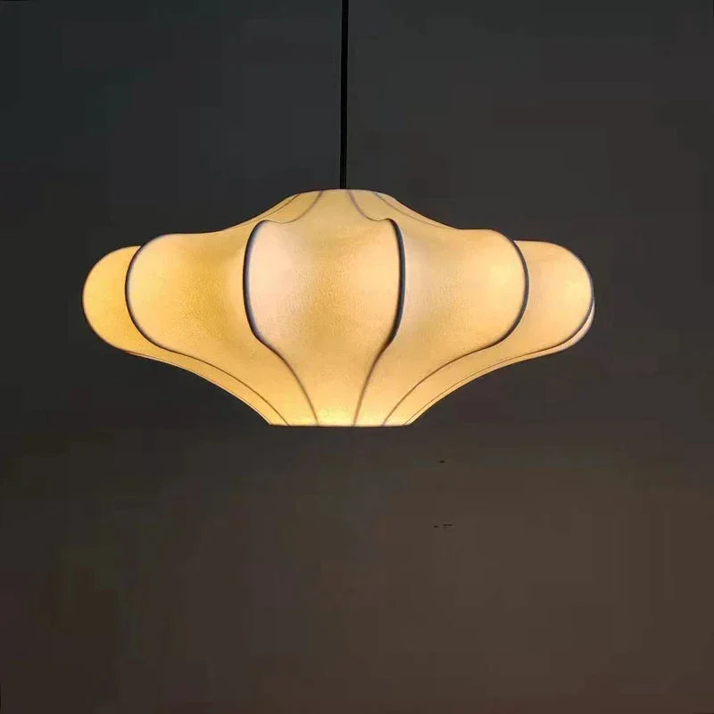 White Silk Pendant Light | Minimalist Japandi Hanging Lamp Soft Diffused Glow Dining Room & Bedroom Casalolalights