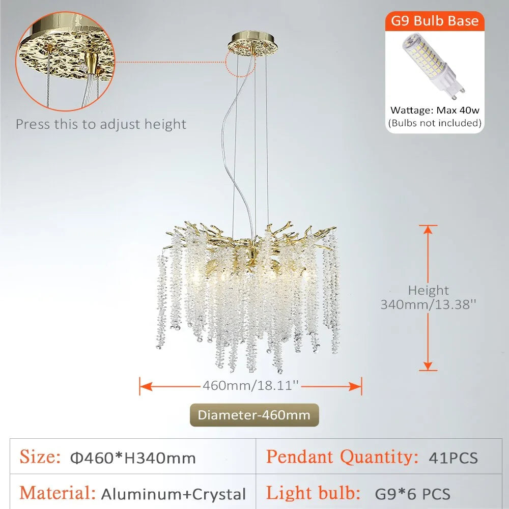 Crystal Chandelier 46-180cm | Round Cascading K9 Statement Light Dining Room & Living Casalolalights Luxury Lamps