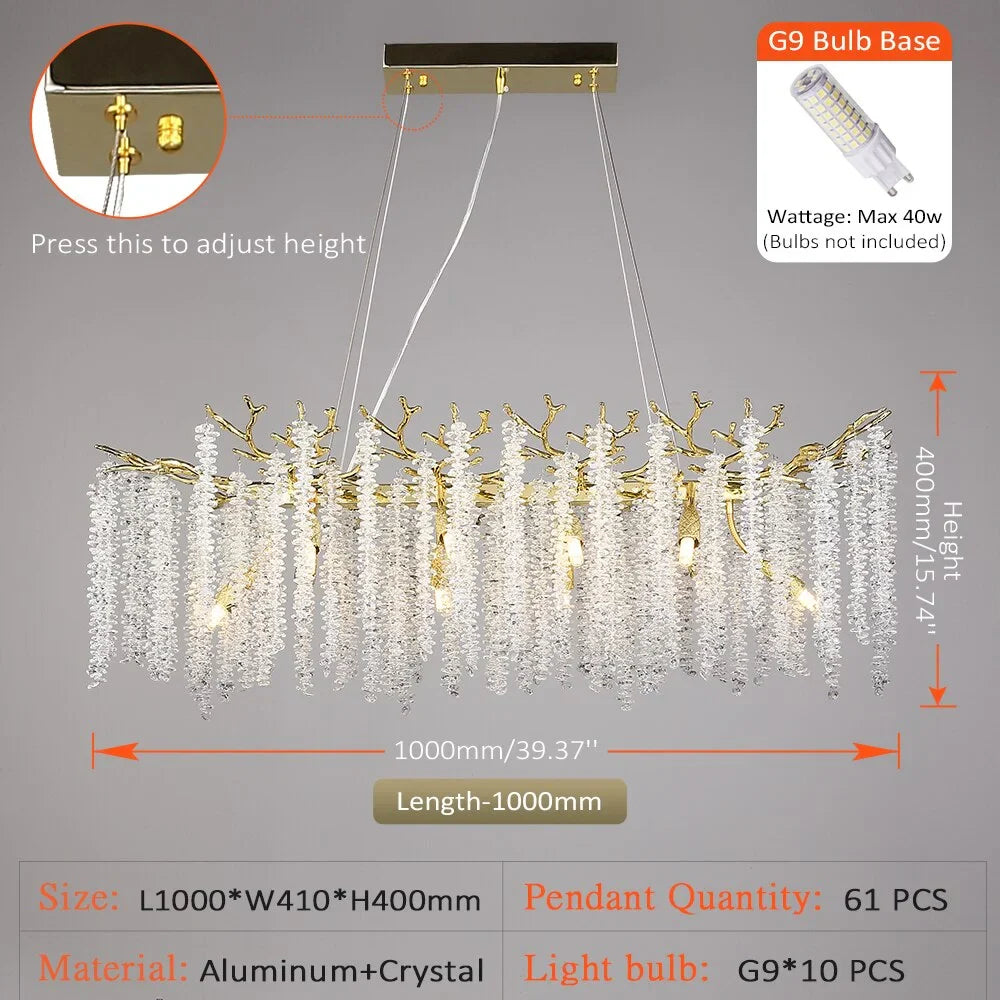 Crystal Chandelier 46-180cm | Round Cascading K9 Statement Light Dining Room & Living Casalolalights Luxury Lamps