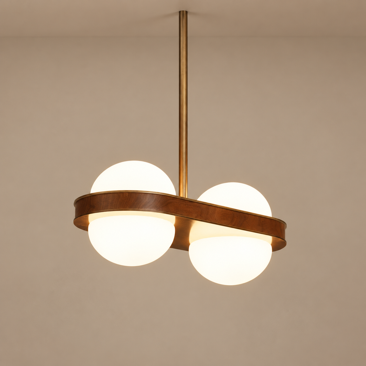 Globe Pendant Light - Solid Wood Ring & Opal Glass Globes Casalola Lights Luxury Lamps for Interior Designers