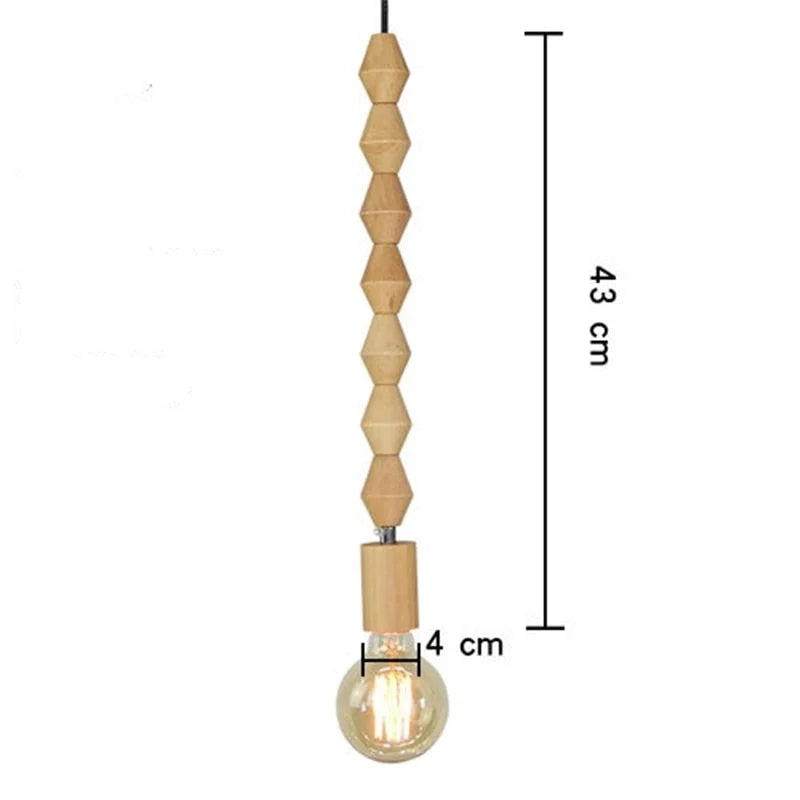 Wooden Geometric Beads String Pendant Lamp