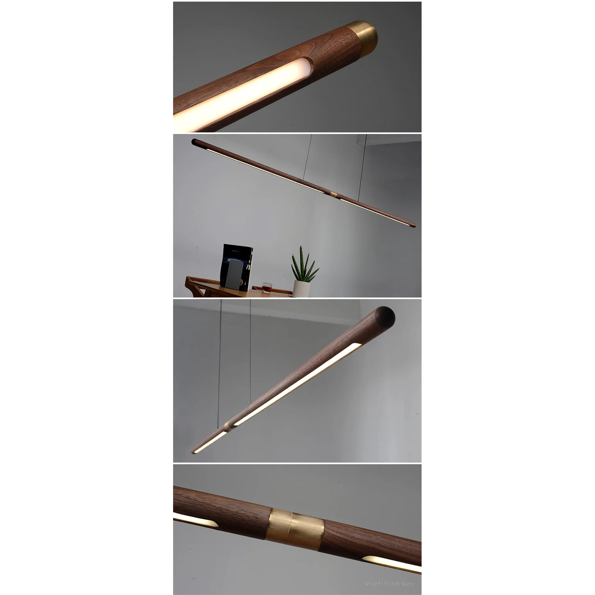 Wood Kitchen Linear Pendant Lighting Contemporary Decor