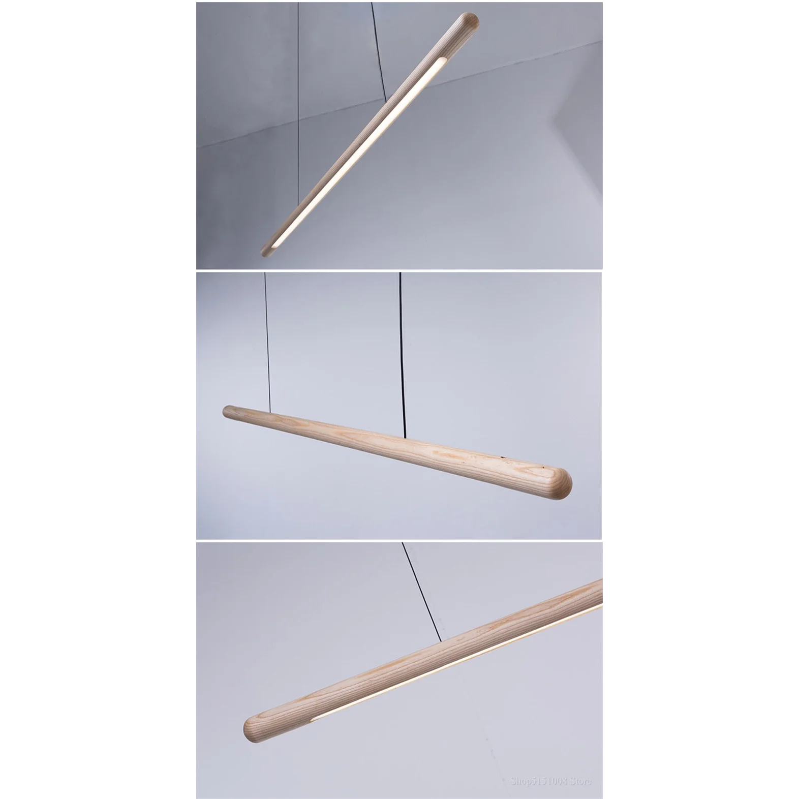 Wood Kitchen Linear Pendant Lighting Contemporary Decor