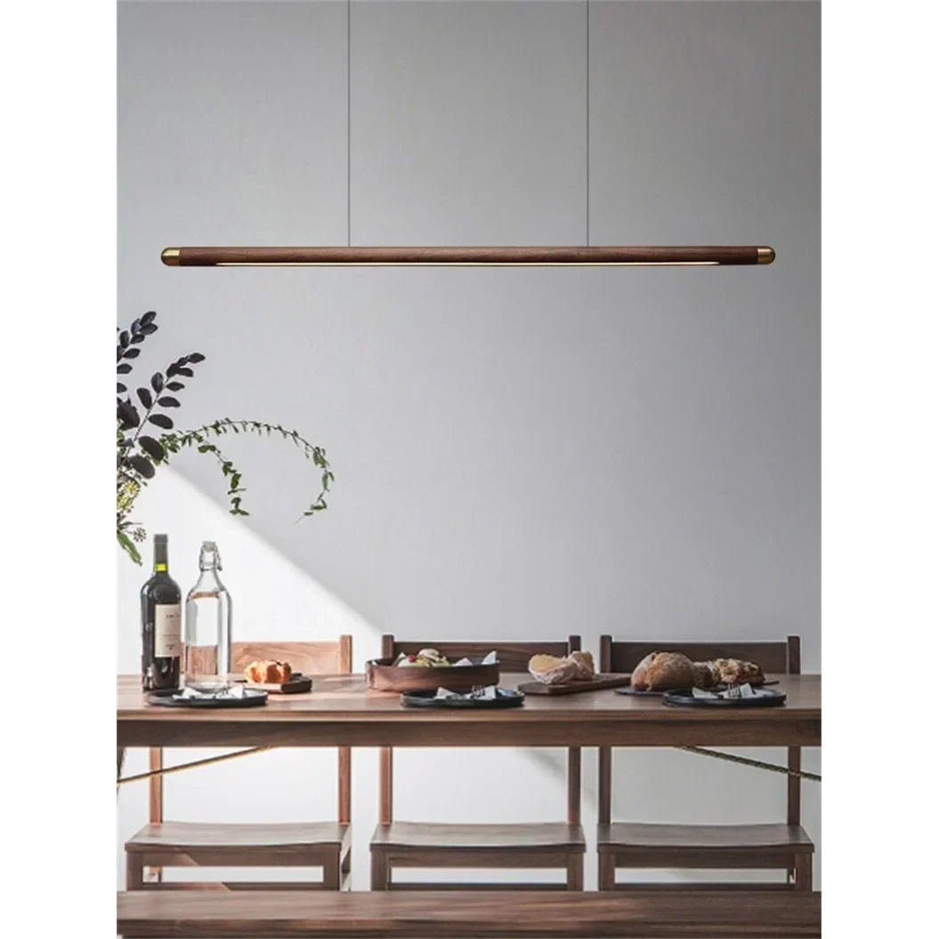 Wood Linear Pendant Light for Kitchen Island | Walnut or Ash 110 to 220 Cm (43 87″) Integrated Led Casalola Lights