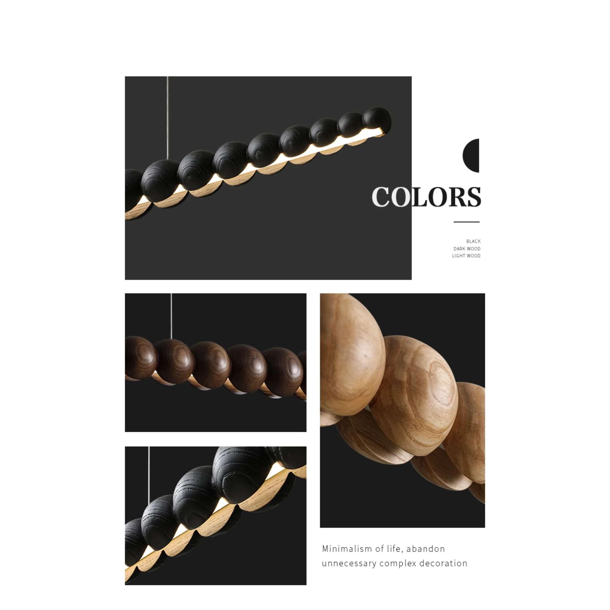 Wooden Beads Bar Pendant Lighting | Modern Led Kitchen Island Dining Room | Casalola