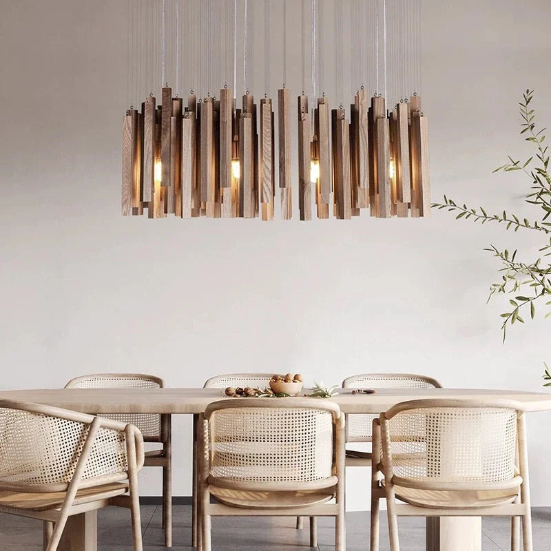 Wood Beam Pendant Light – Rustic Linear Chandelier for Dining Room Kitchen or Living Casalolalights Luxury Lamps