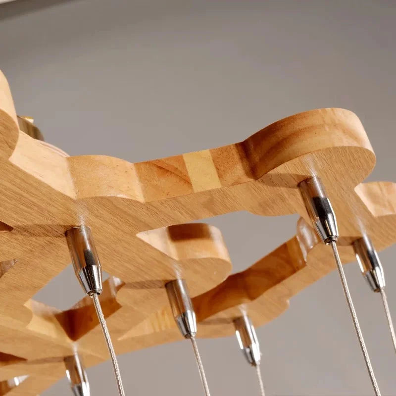 Wooden Sphere Pendant Lights for Dining Room Stairs Living