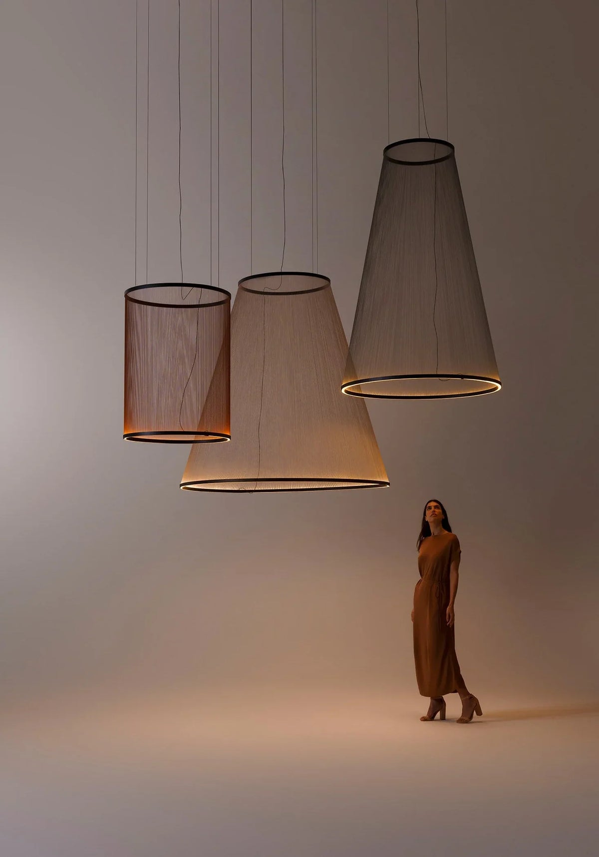 Woven Thread Pendant Light | Hand-wound Textile Shade D37-d83 Red Green or Cream Dining Casalolalights Luxury Lamps