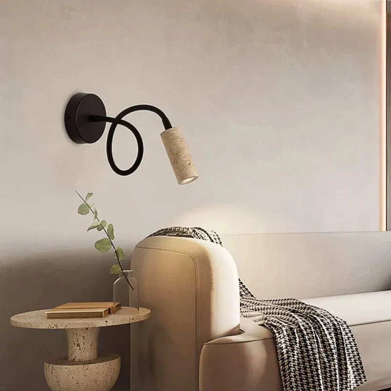 Travertine Wall Light | Iron & Yellow Natural Stone Sconce Contemporary Organic Living Room Bedroom Casalolalights