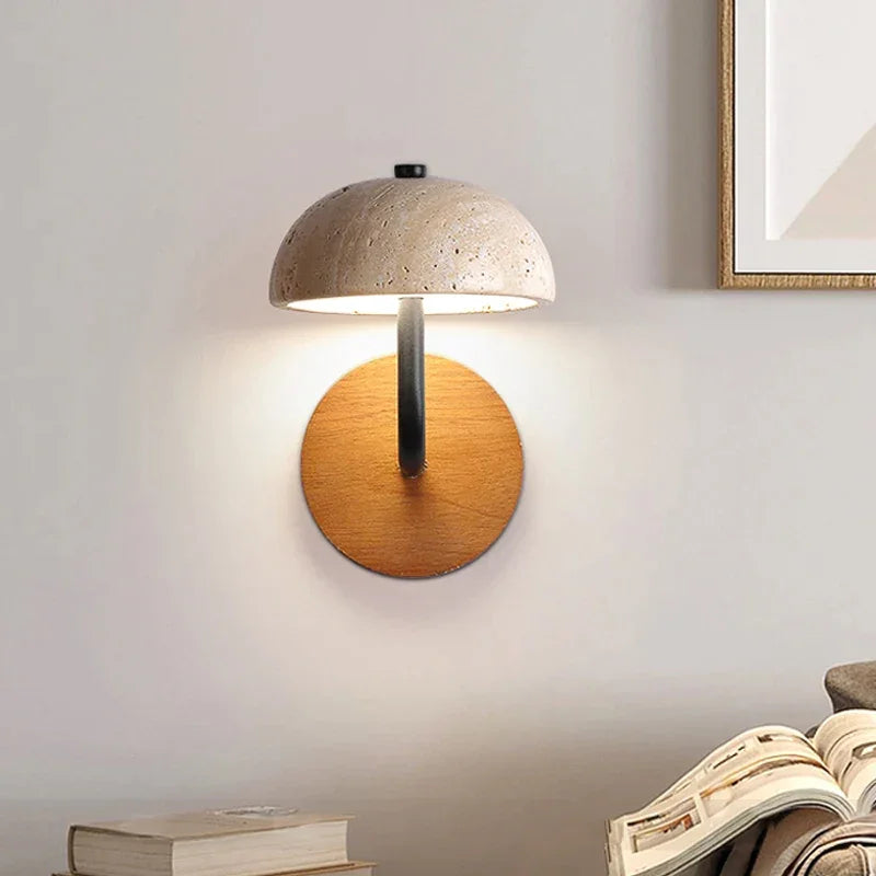 Travertine Wall Light | Yellow Natural Stone Led Sconce Wabi-sabi Minimalist Bedside Dining & Hallway Casalolalights