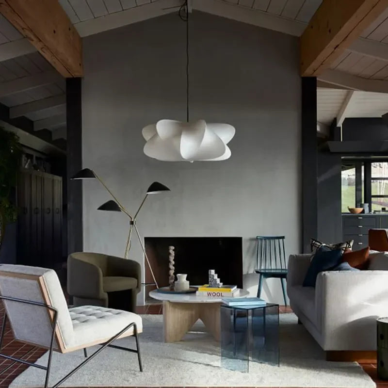 Minimalist Silk Pendant Lamp Japandi Lighting for Living Room Bedroom