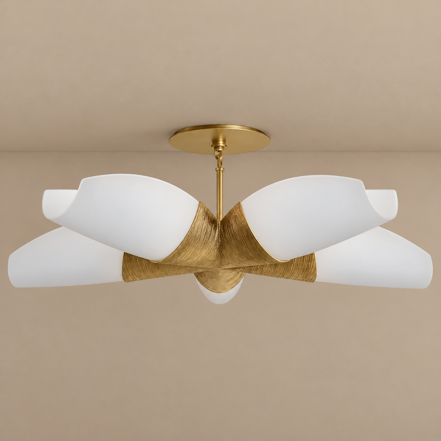 Semi-Flush Gold Chandelier