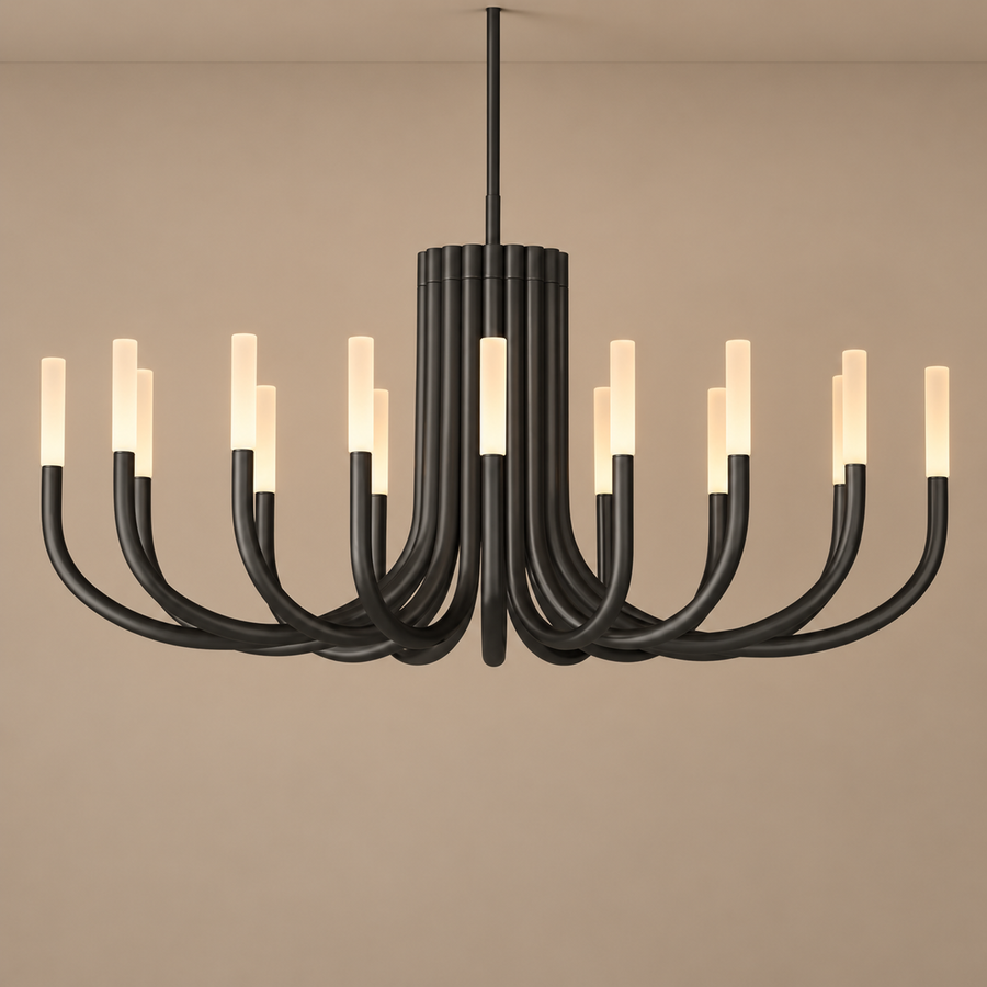 GRAND LUSTRE CANDELABRE NOIR