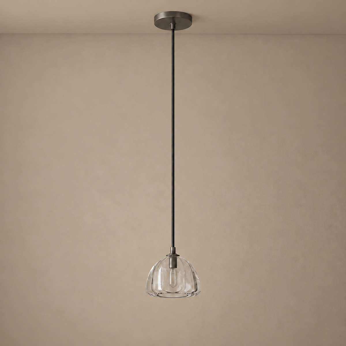 Black Glass Pendant | Brass Accents | CLH854WB