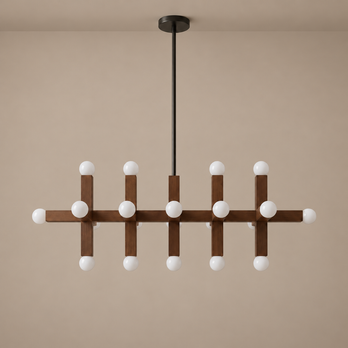5-Link Walnut & Glass Chandelier | CLVGT0280