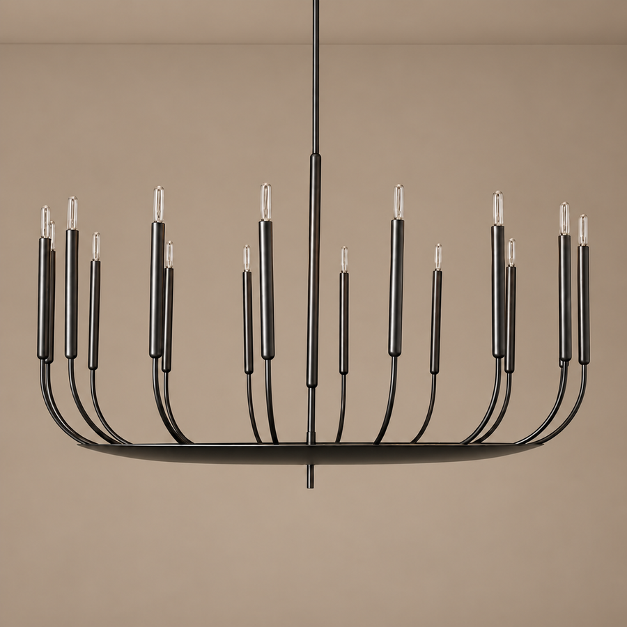 CHANDELIER BOUGIE CUIVRE NOIR