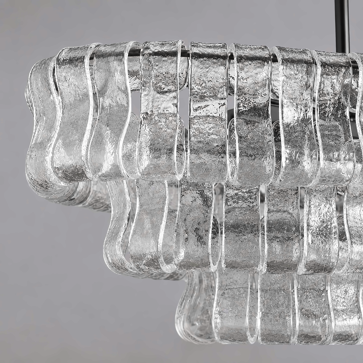 The Verdita Chandelier | Clear Curved Glass | CLND021C