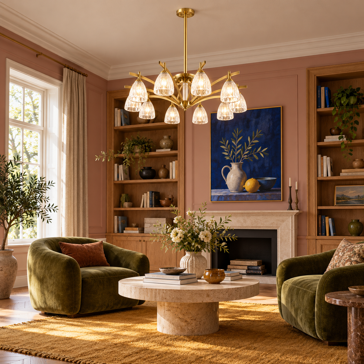 Kupfer- und Glas-Deckenleuchte mit Halbeinbau | Design CLNN2200