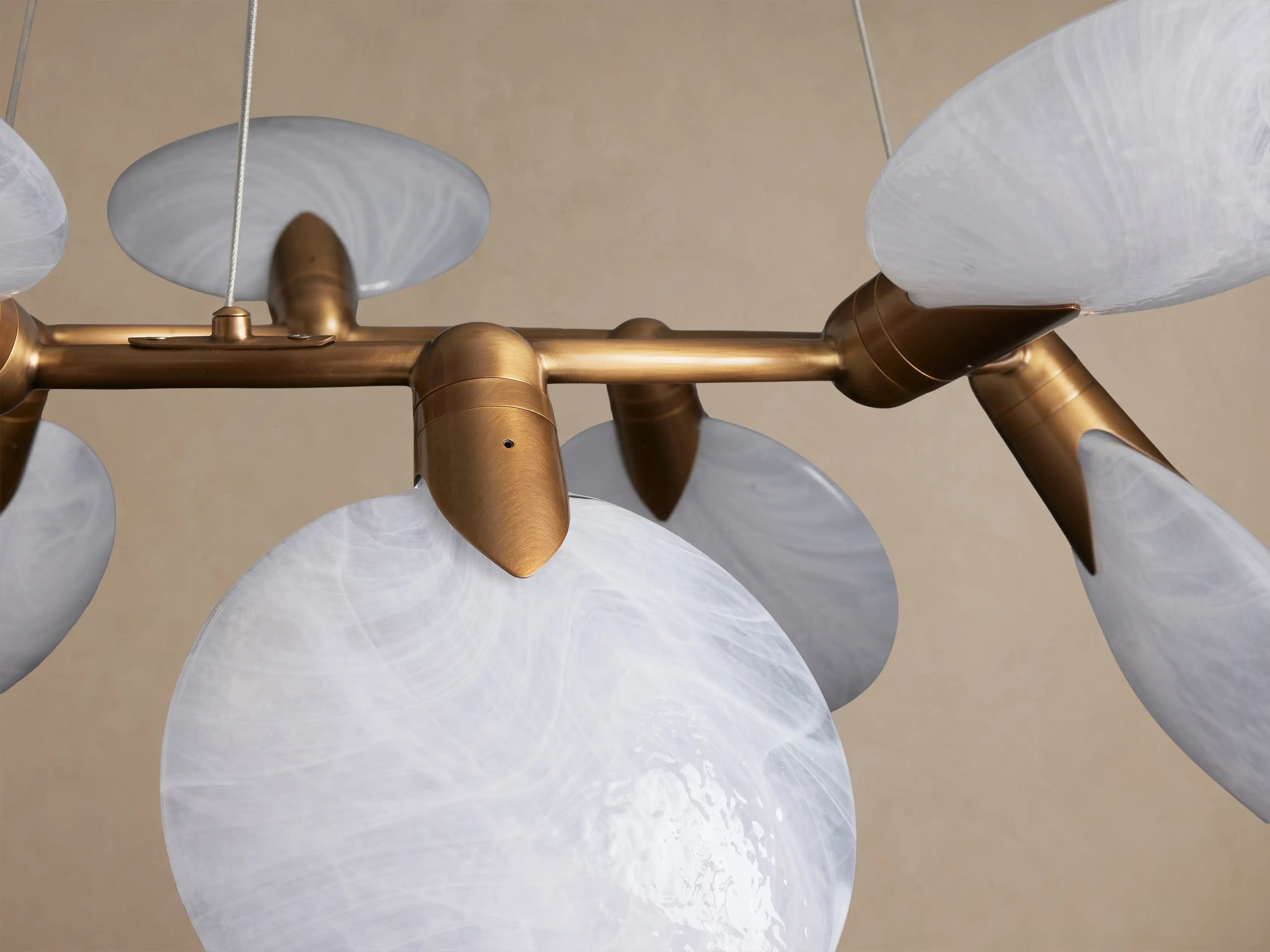 Glass Disc Chandelier for Dining Room | 10 Light Petal Discs 42 Inch Solid Brass Mid-century Modern Casalolalights