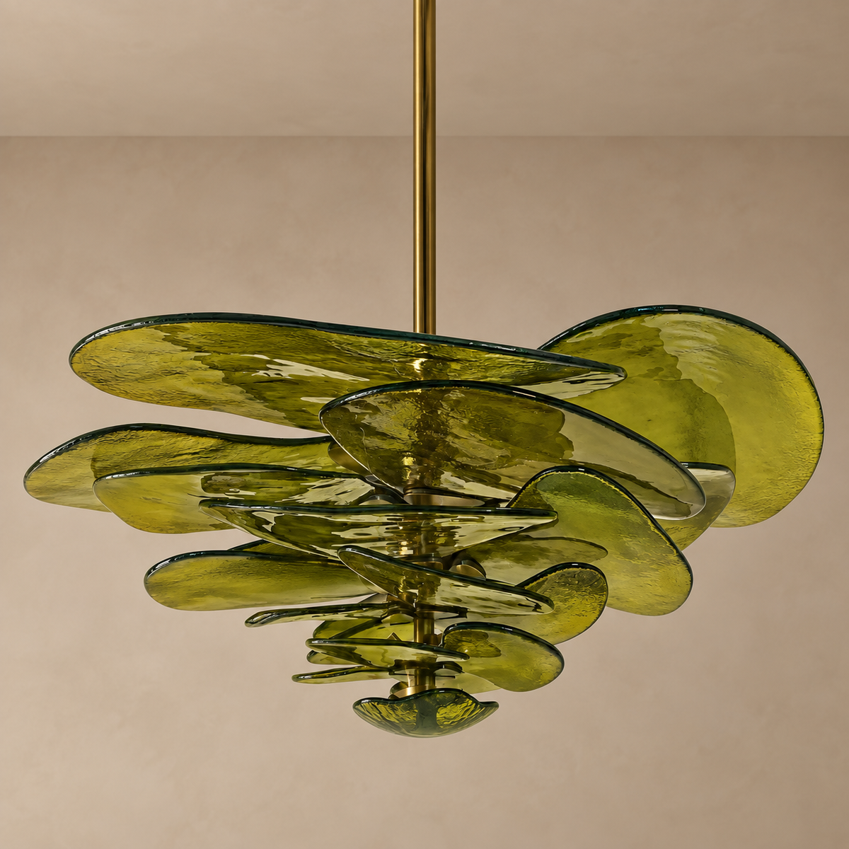 LAMPADARIO IN VETRO ART DECO FIORE VERDE | CLZL896620G