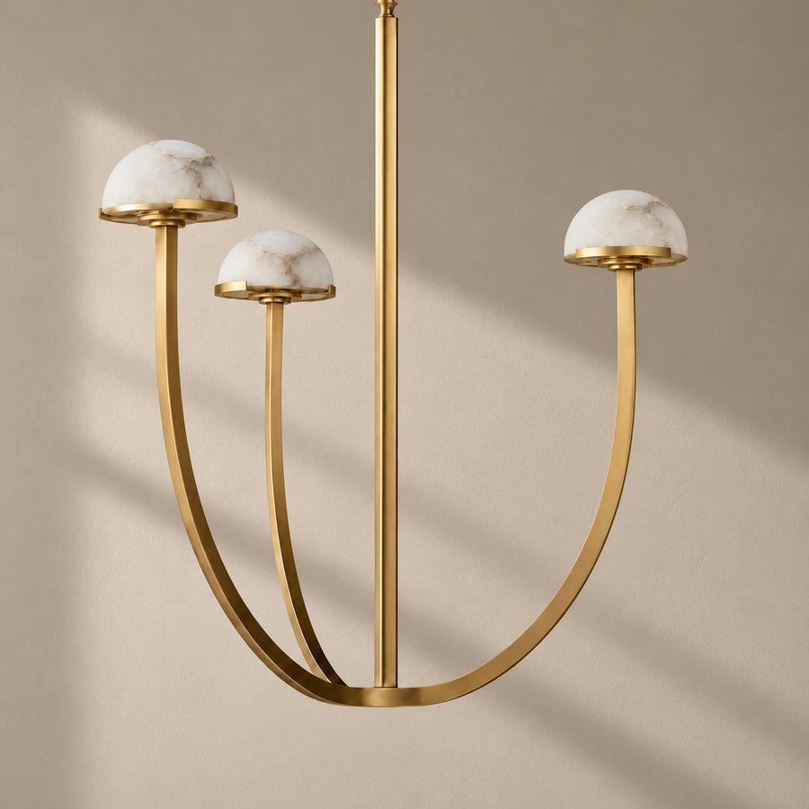 Tiered Brass & Alabaster Chandelier