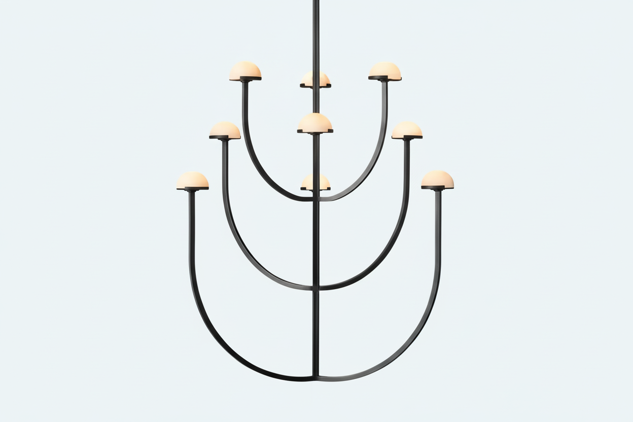 3 ARCH MODERN TIERED BRASS MARBLE CHANDELIER | CL02453T