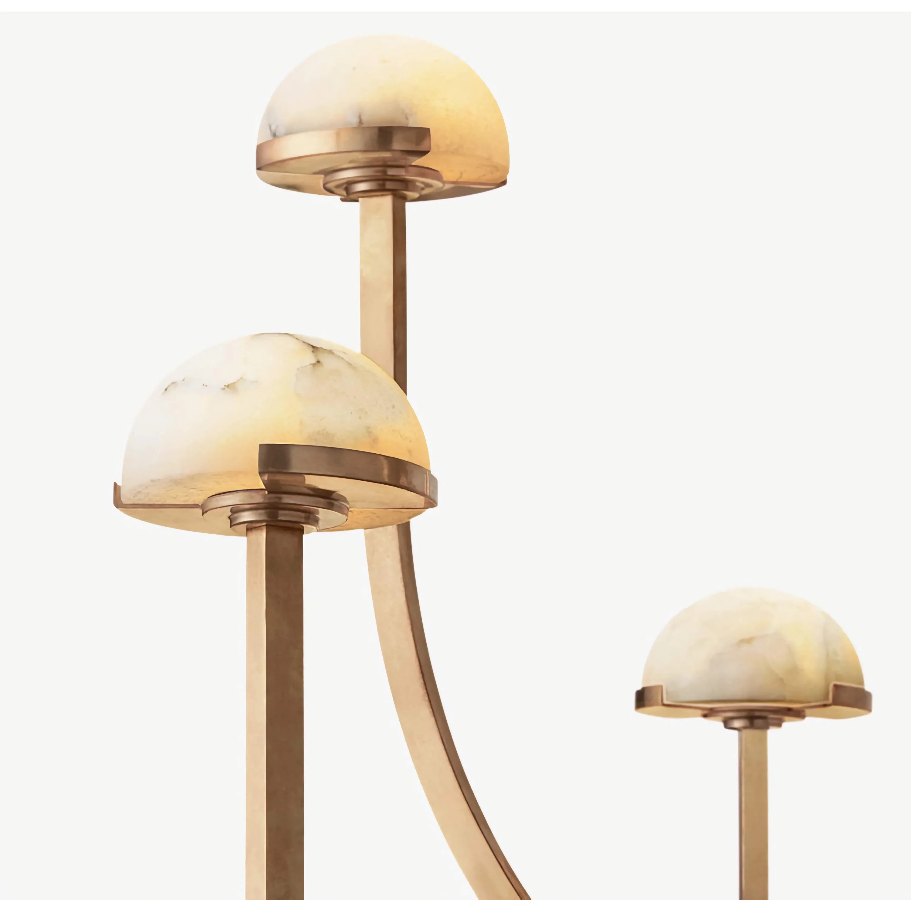 Modern Tiered Brass and Marble Chandelier – 3 Arched Lighting for Living Room or Dining