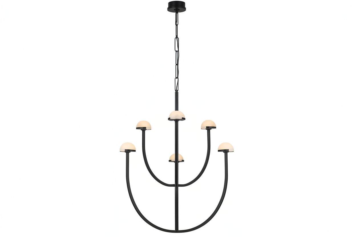 3 ARCH MODERN TIERED BRASS MARBLE CHANDELIER | CL02453T