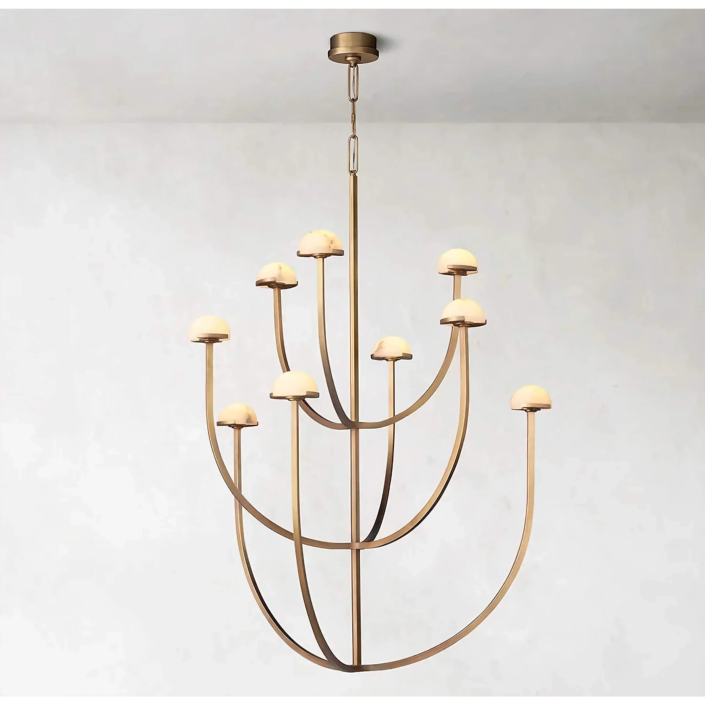 Brass Linear Chandelier | Modern 8-Light Dining Room Pendant Lighting ...