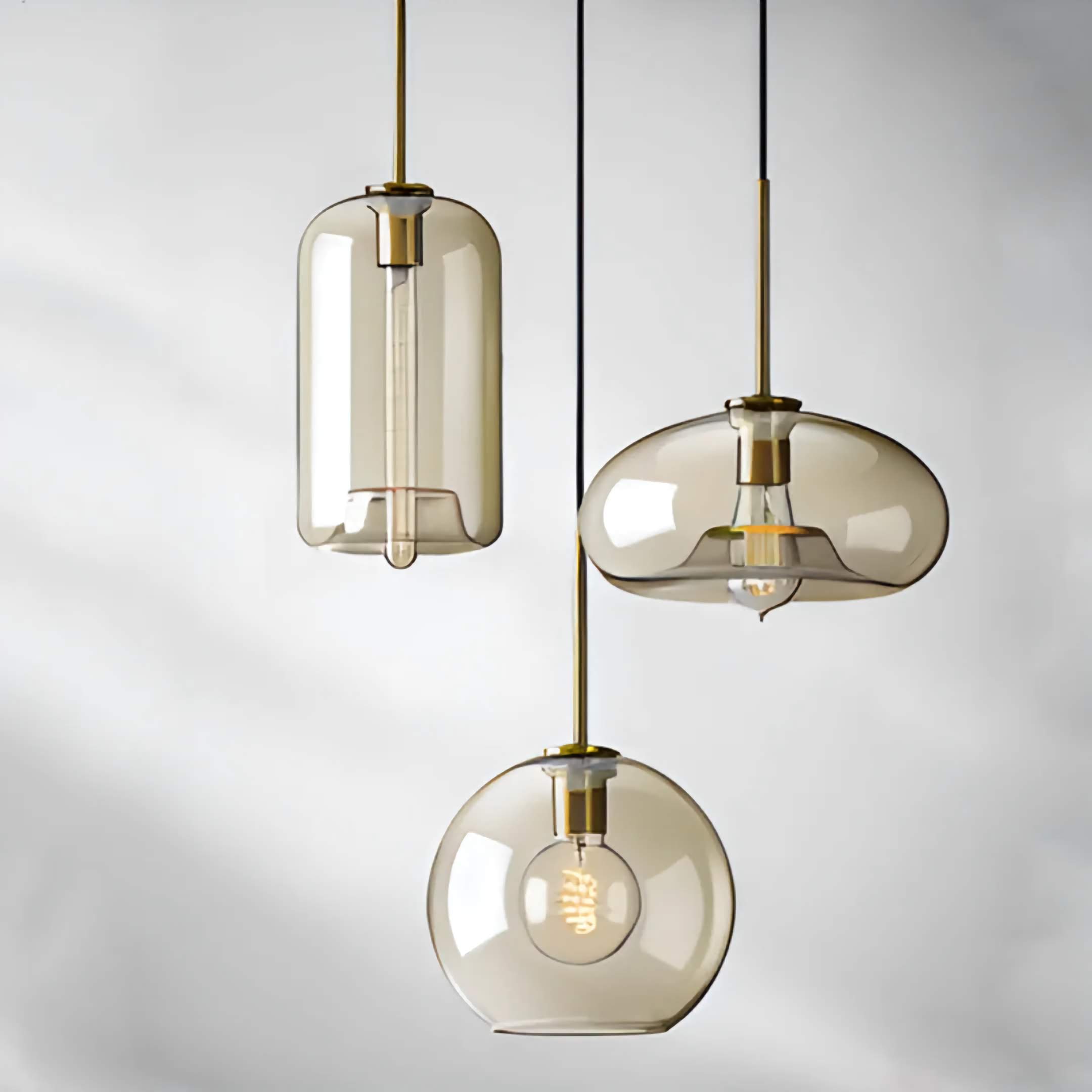 3-lights Round Modern Cognac Glass Pendant Lamp | Ceiling Light Fixtures | Casalola