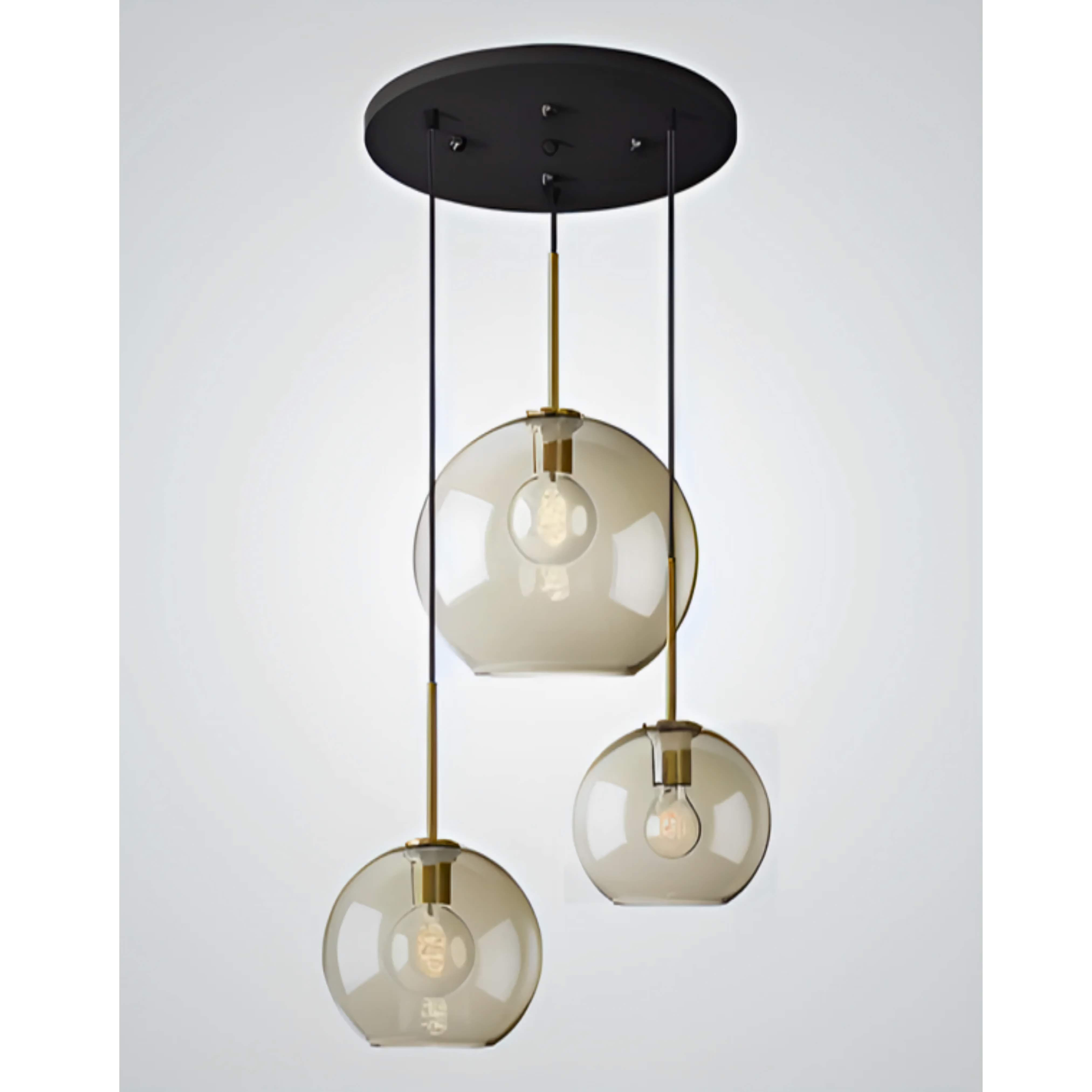 3-lights Round Modern Cognac Glass Pendant Lamp | Ceiling Light Fixtures | Casalola