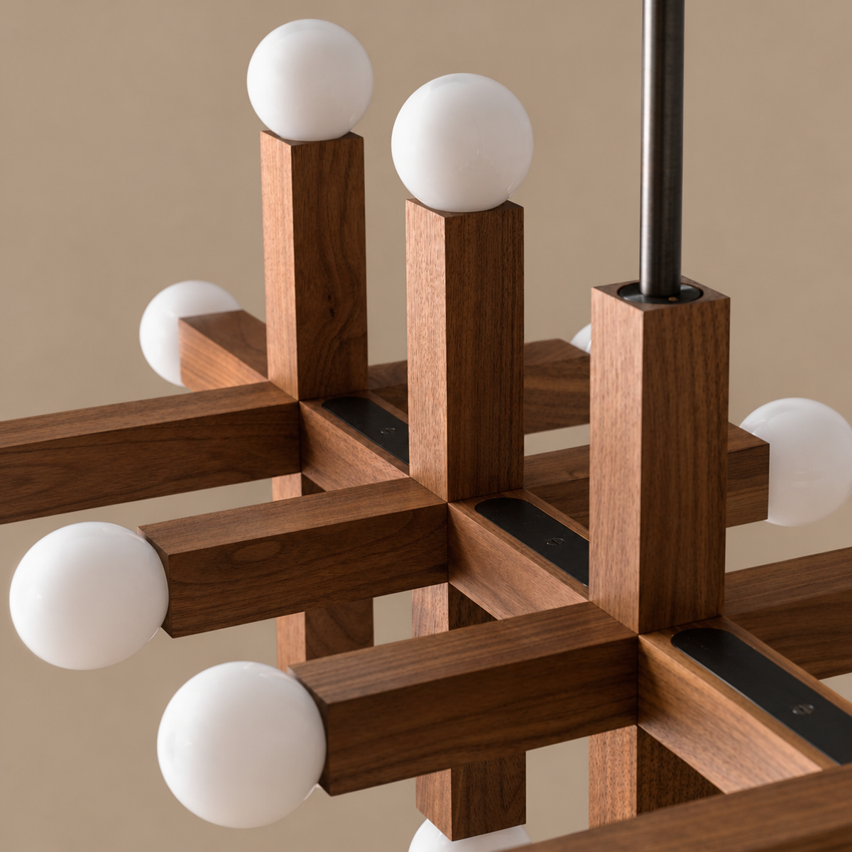 Wood Chandelier - 3-link 13 Glass Globes | Casalola Lights Luxury Lamps for Interior Designers