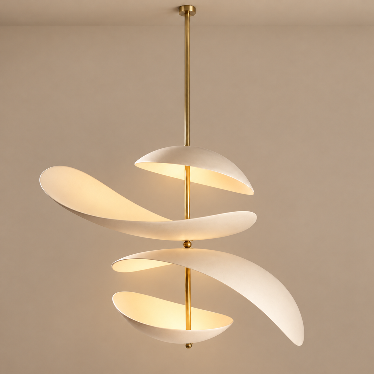 Modern Chandelier - 4-blade Plaster & Brass | Casalola Lights Luxury Lamps for Interior Designers