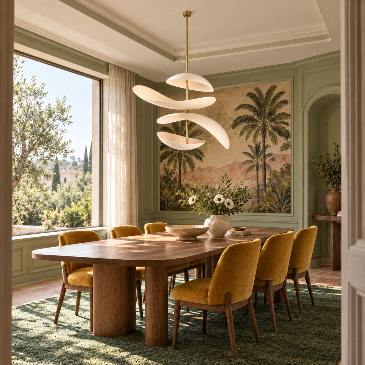 Modern Chandelier - 4-blade Plaster & Brass | Casalola Lights Luxury Lamps for Interior Designers