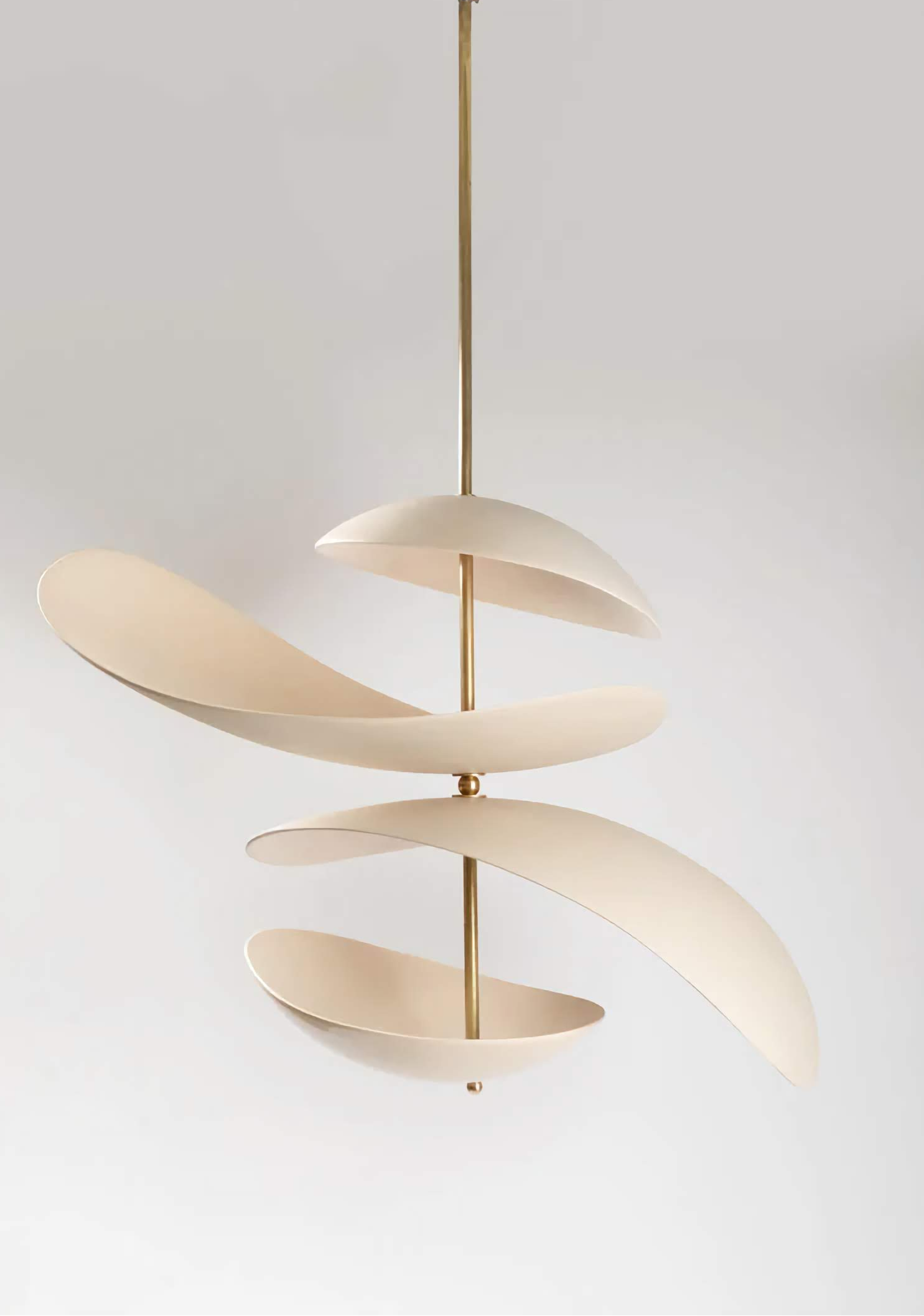 4-tier Sculptural Ceramic Chandelier | Atelier-crafted Pendant in Brass | Modern Art Light for Dining Room or Gallery
