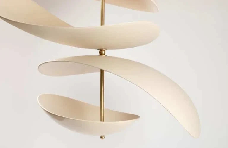 4-tier Ceramic Sculptural Pendant | Curved-tier Brass-stem Light Organic Modern Dining Casalolalights Luxury Lamps
